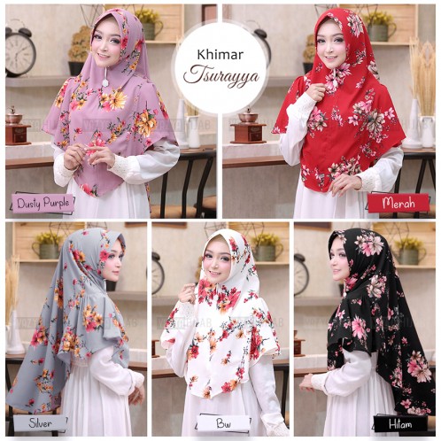 New Arrival Hijab Khimar Tsurayya / Hijab Khimar Motif Bunga Pad Antem Murah