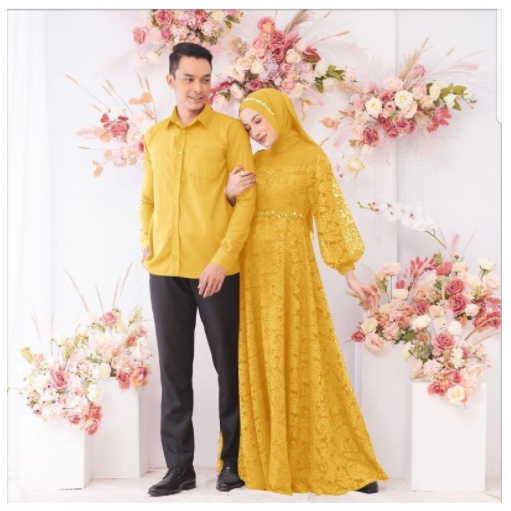 Gamis Couple kasih Pasangan Remaja Modis Kekinian Modern Terbaru 2021 Couple lebaran Suami Istri