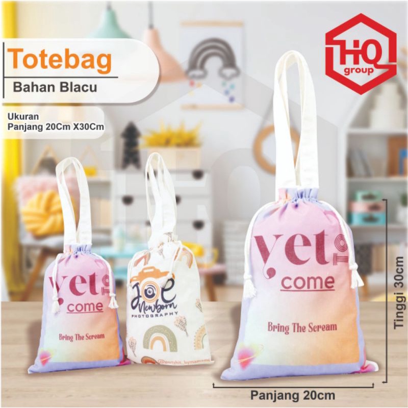 totebag murah/totebag ulang tabun/totebag custom/20X30 SERUT POCONG F4 1 SISI