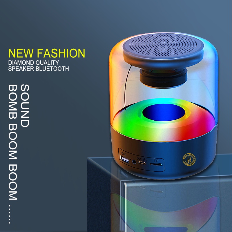 Speaker Bluetooth 5.0 Hi-Fi Sound Portable Audio Wireless Super Bass Mini Stereo / lampu RGB musik #308