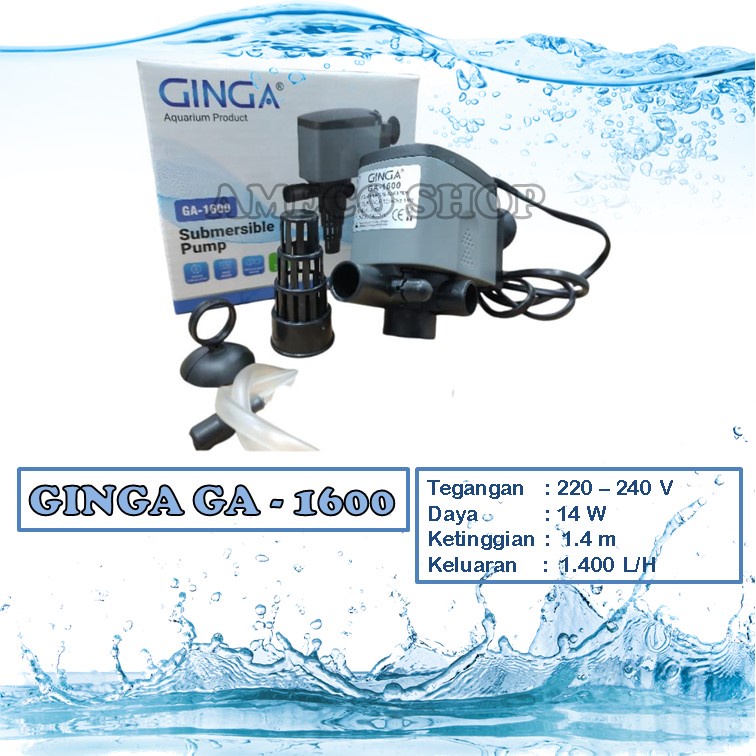 GINGA Power Head Pompa Air Celup Aquarium GA 1600