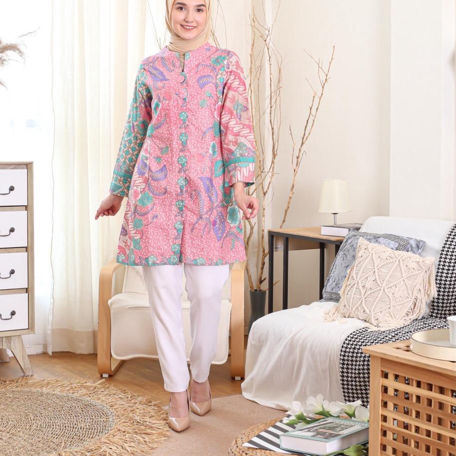 ⚡️ Tunik Batik Modern 2022-Baju Tunik Kekinian 2021-Tunik Batik Wanita Modern Terbaru JUMBO M L XL X