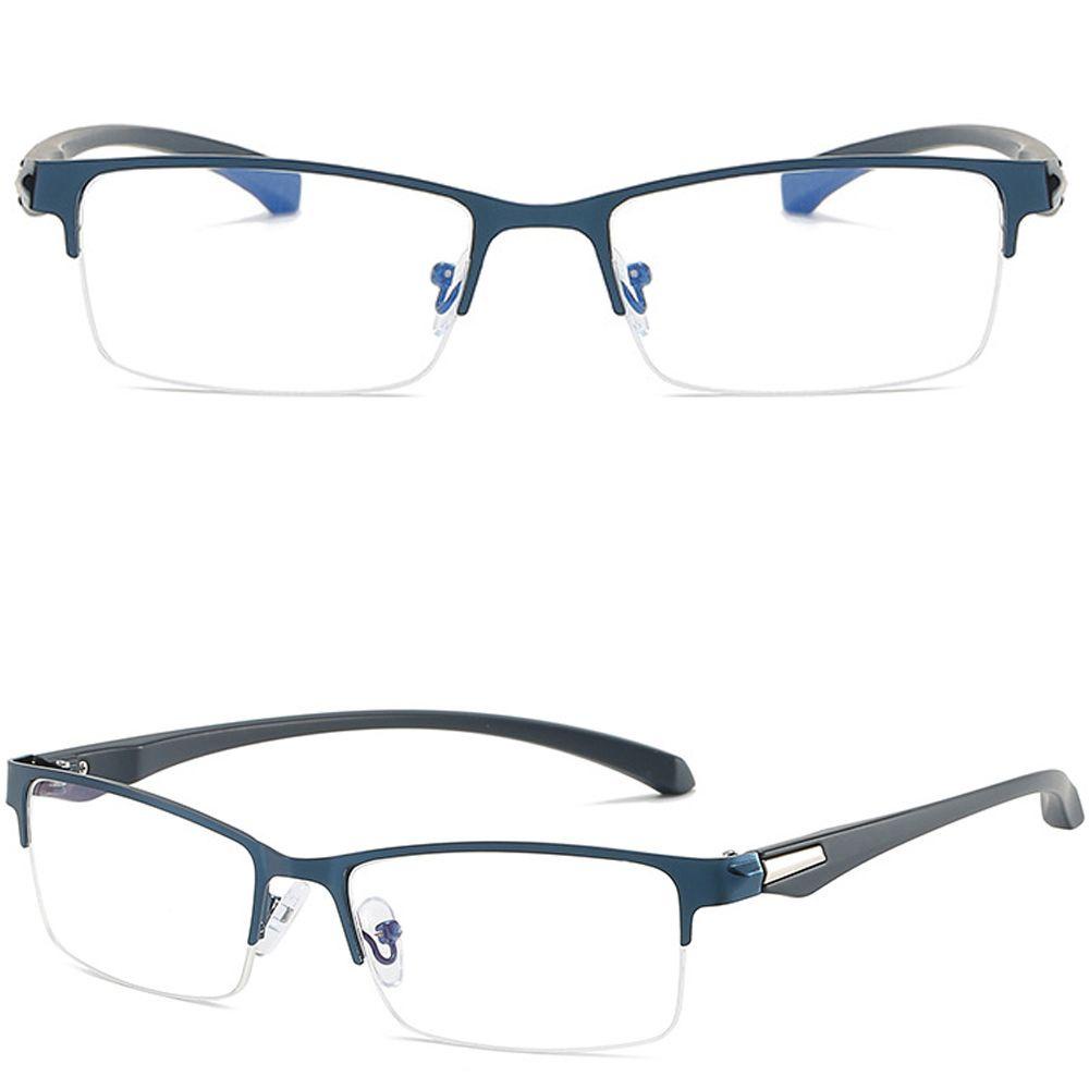 Lily Bisnis Kacamata Baca Kantor Sekolah Portabel Setengah Bingkai Vintage Anti-Cahaya Biru Kacamata