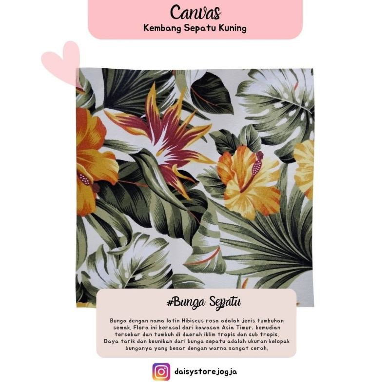 Kain kanvas motif bunga sepatu kanvas meteran