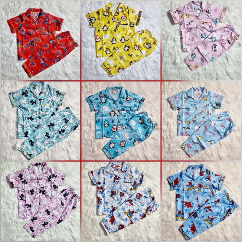 Baju Tidur Piyama Anak 1-5 Tahun Motif Karakter Lucu Kekinian Size M L XL