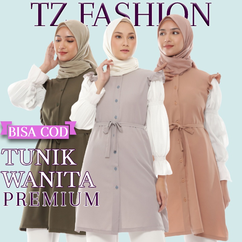 Baju atasan tunik Wanita Terbaru 2022 Kekinian Busui Friendly Remaja Dewasa Muslimah Lengan Balon Ou