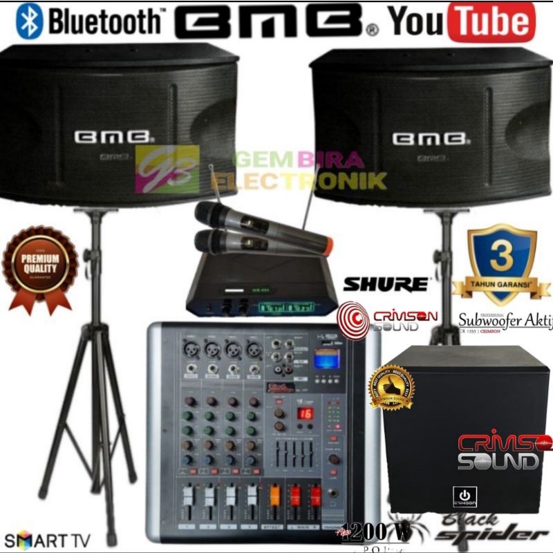 Paket Karaoke Speaker BMB Power Mixer 800 watt Sound System Bluetooth