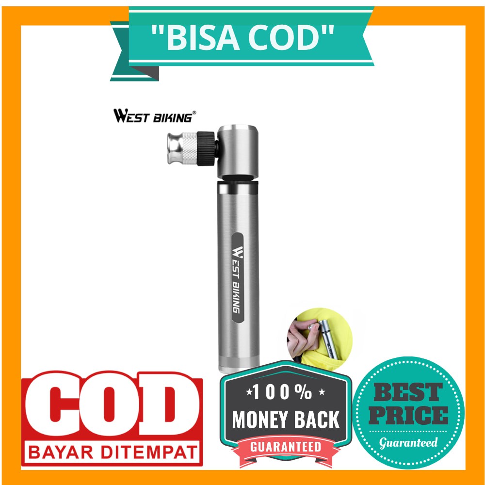 BISA COD West Biking Pompa Angin Ban Sepeda Portable 160PSI - Silver