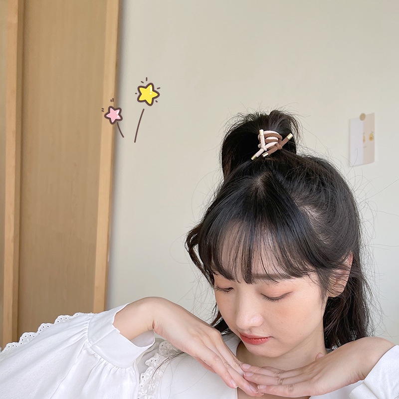 baru 1pcs Ikat Rambut Dekorasi Gesper Tembaga Elastisitas Tinggi Import Ala Korea Fashion Kesederhanaan Kecil Segar Tali Rambut Aksesoris wanita