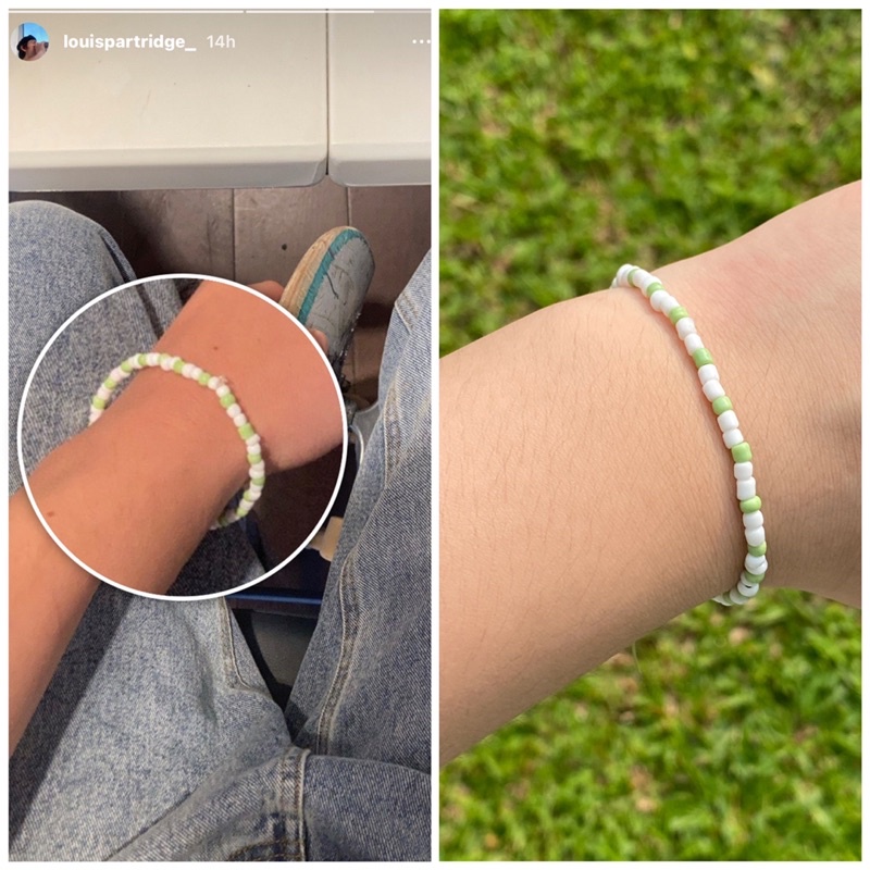 Louis Partridge Gelang Manik Korea Aesthetic / Bead Bracelet Matcha white / Enola Holmes Merch be