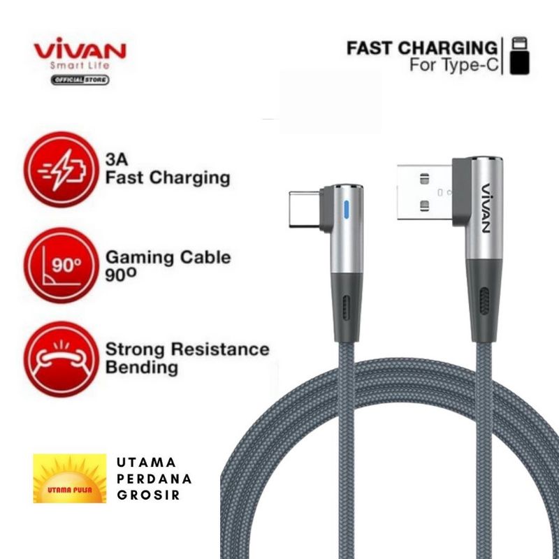 ORI VIVAN BWC100 Kabel Tipe C Kabel data Fast Charging 3A Gaming Siku Panjang 1M BWC (by 88)