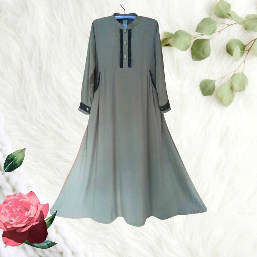 Jubah Akhwat kancing depan Manset By Qonita Collection