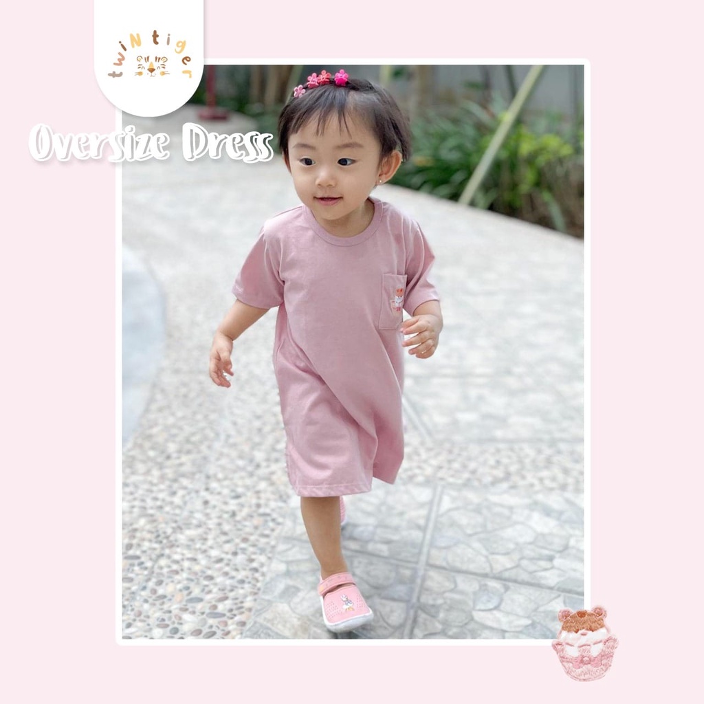 Twin Tiger Oversize Dress Baju Terusan Anak Perempuan