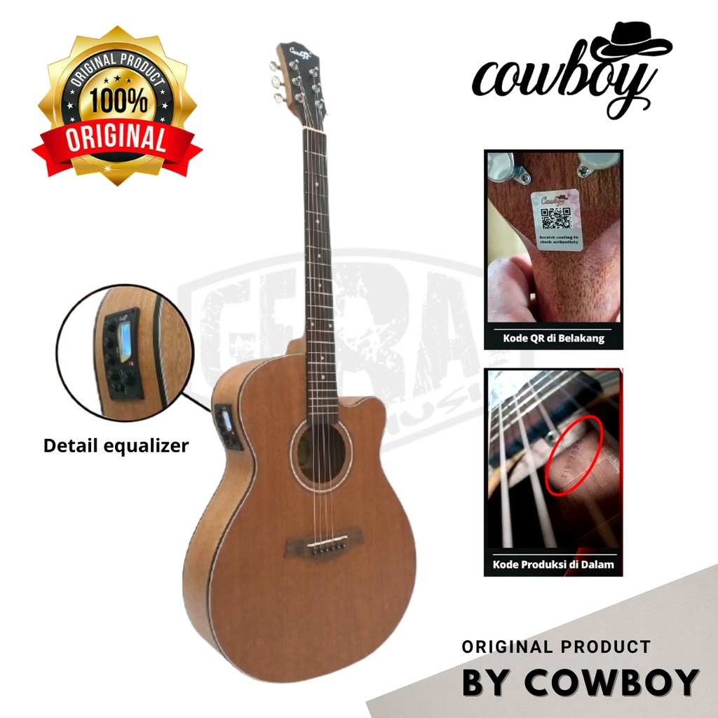 Cowboy - Gitar Akustik Elektrik GWC-235 NS ( Preamp AW-1) Brown Original