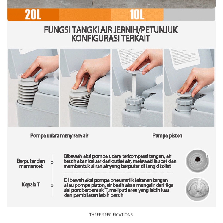 VBELL-20L Toilet Bergerak Portable Flush Toilet Untuk Orang Tua Kloset Duduk Portable toilet bergerak, toilet luar, toilet untuk orang tua, dapat dilipat, deodoran