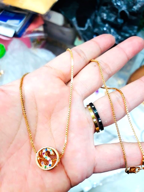 Kalung wanita lapis emas kalung plus leontin kakung inisial kalung huruf kalung alphabed