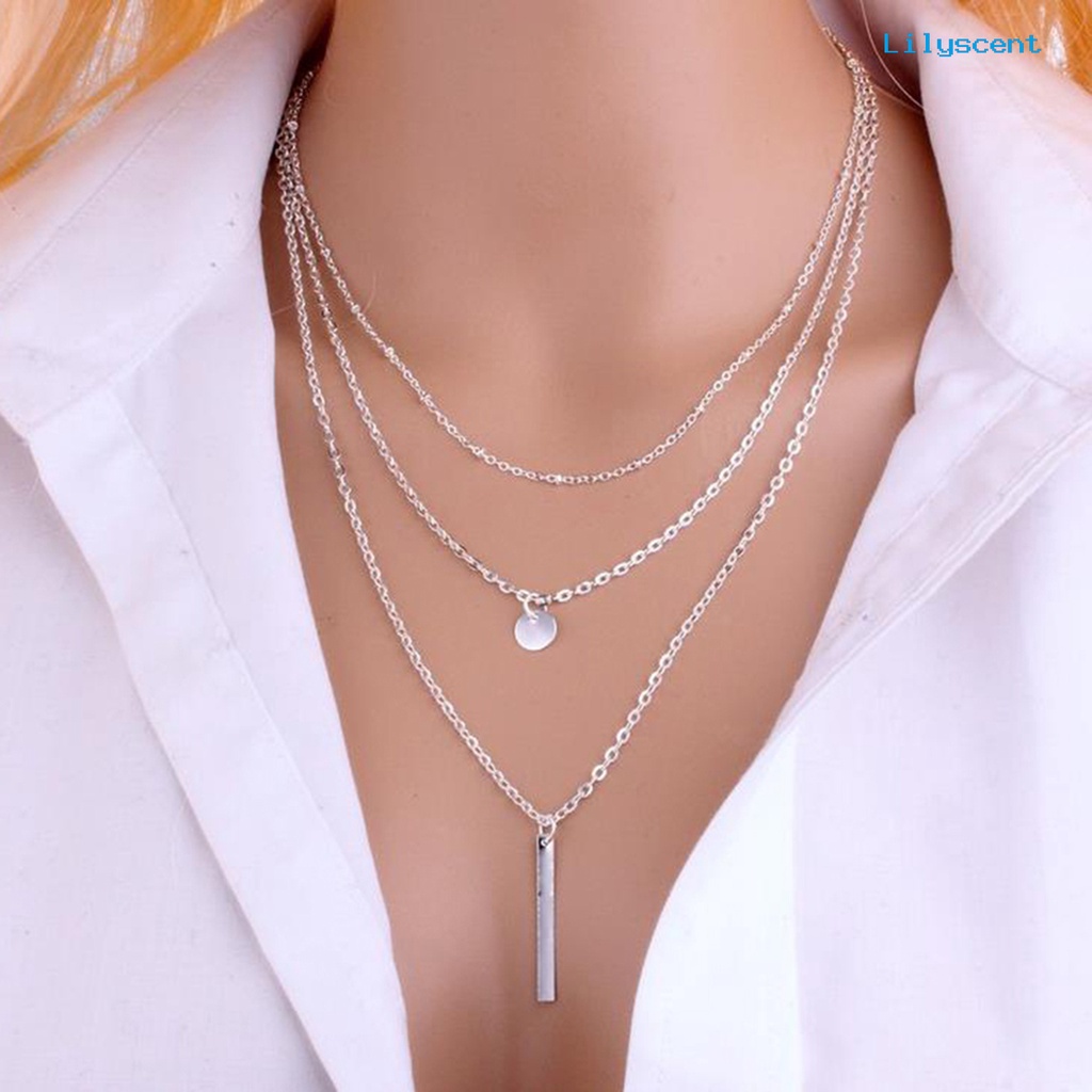 Kalung Panjang Tiga Lapis Bahan Alloy Untuk Pesta