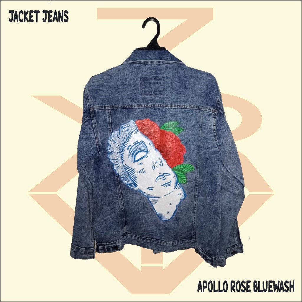 

custom jeans denim lukis gambar apollo rose