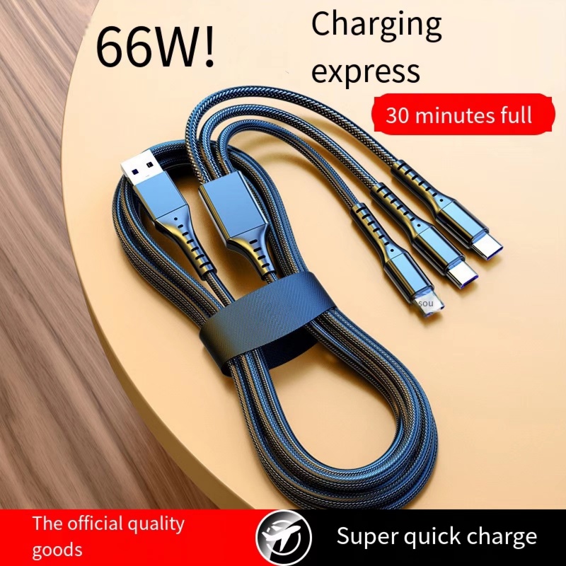 3in1 Kabel Data / Charger USB Tipe c Fast Charging Untuk iPhone / Android / xiaomi / huawei / Samsung / iPad