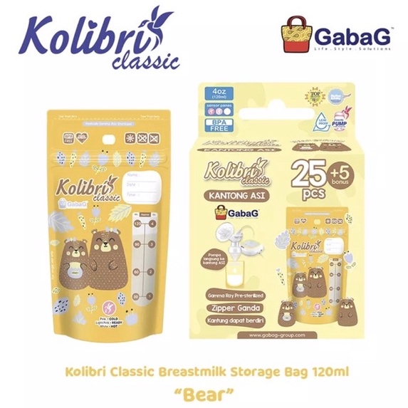 Kantong Asi /  BREASTMILK STORAGE BAG 30 x 120 ml Gabag Kolibri BPA Free 120ml asip asi perah