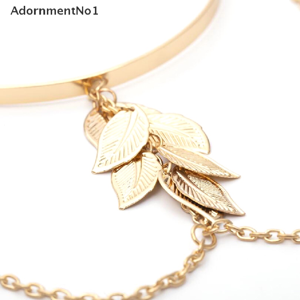 (AdornmentNo1) Gelang Tangan Rantai Motif Daun Gaya Boho Retro Untuk Wanita