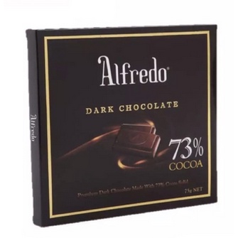 

Alfredo Dark chocolate 73% 75gr / Cokelat / Coklat / Alfredo / Dark / chocolate / 73% / 75gr / Hitam / cacao / import / malaysia / km