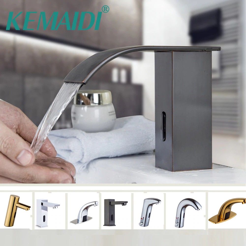 Kemaidi Bathroom Faucet Kitchen Automatic Sensor Hands Free Brass Orb Black Chrome Polished Swivel Shopee Indonesia