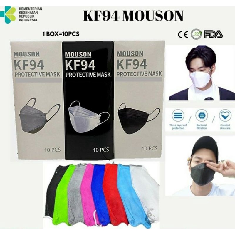 INSTING LION Masker KF94 Mouson Box 4Ply Masker Korea KF94 Warna / Non Embos Isi 10Pcs Packing Box