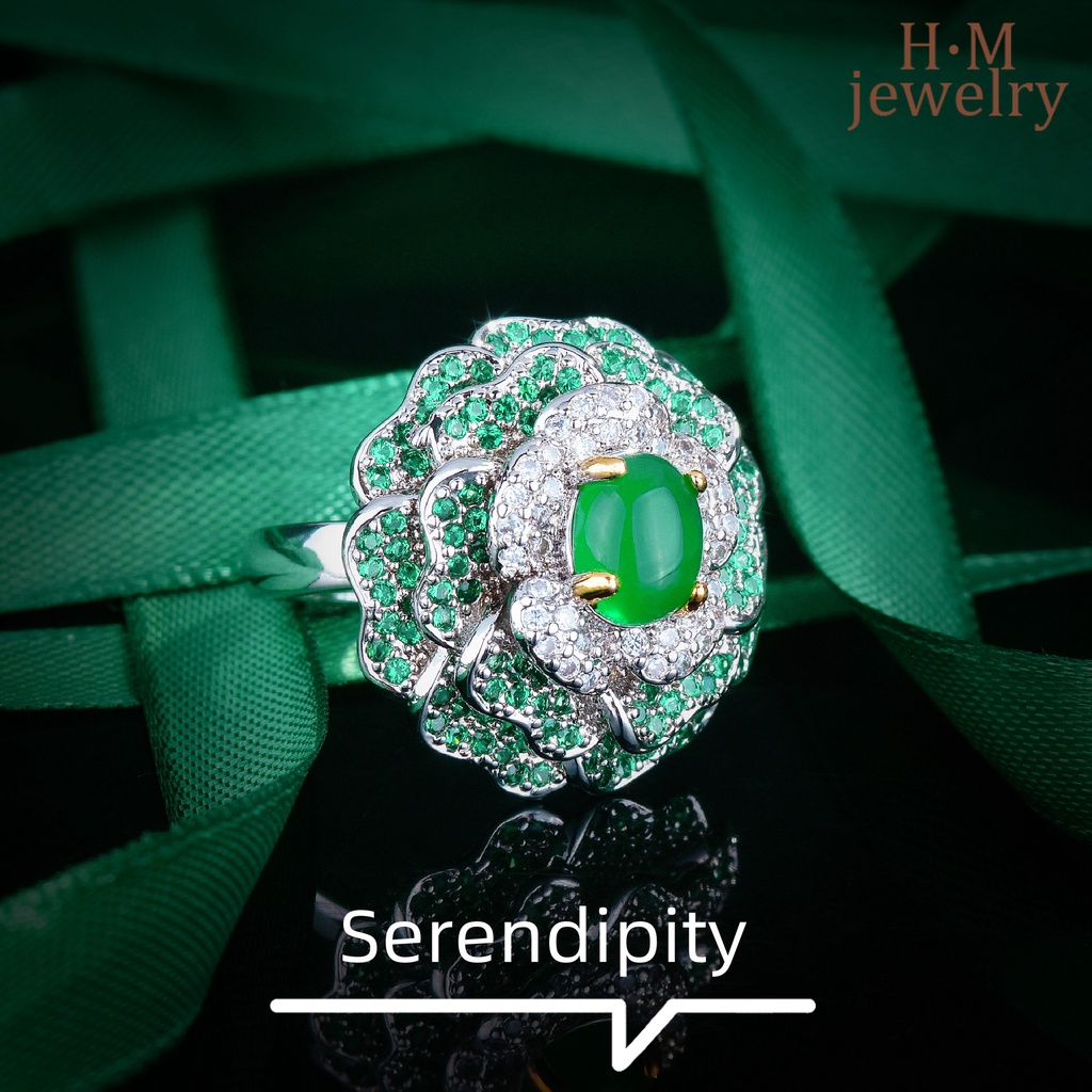 Cincin Sterling Silver 925 Model Terbuka Dengan Batu Emerald Warna Warni Untuk Wanita