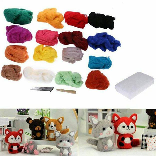 PAKET Needle Felt 16 WOOL bahan boneka wool felt amigurumi flanel