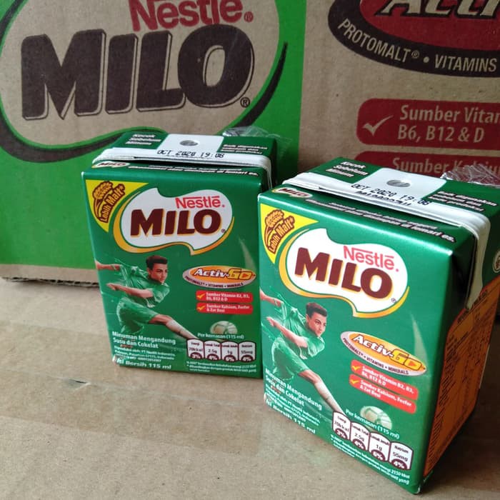 Susu Milo Kotak Coklat ACTIVE GO UHT - ukuran 115 ml MENJADI 110 ml  (Harga Satuan)