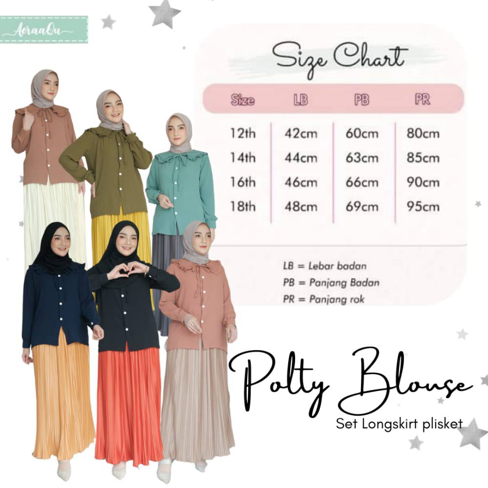 Setelan rok Wanita Polty Blouse Set Longskirt Plisket By Aeraaqu