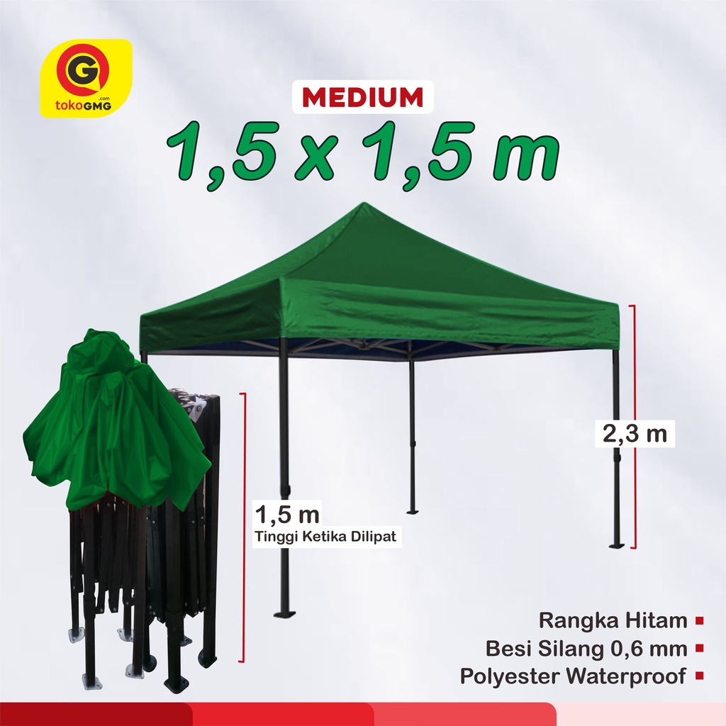 Tenda Lipat 1,5 x 1,5 m Medium - Tenda Matic - Folding Tend 1,5 x 1,5