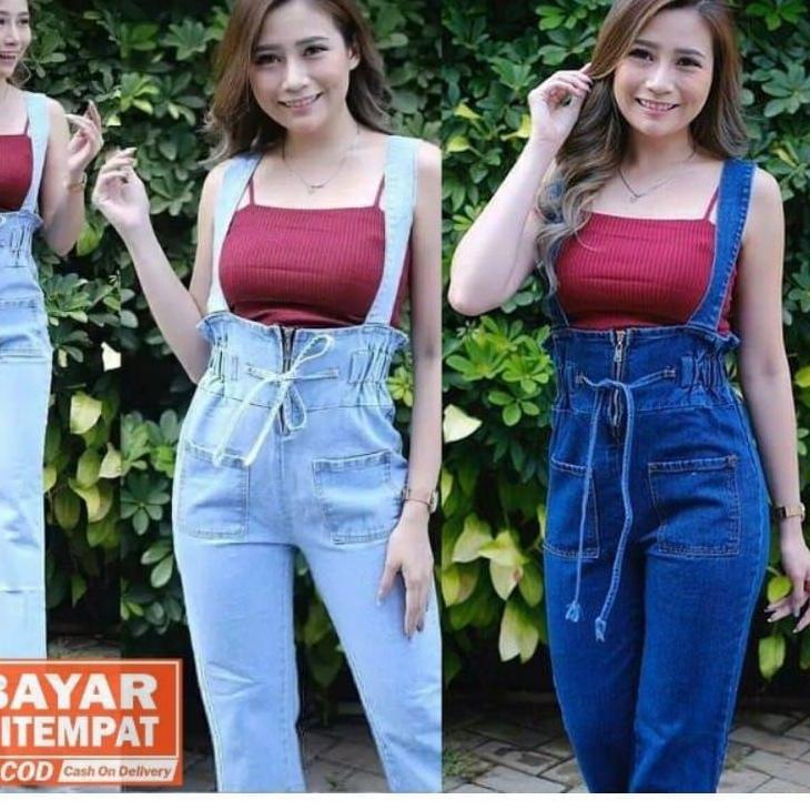 Modern.. baju kodok wanita celana kodok wanita jeans jumpsuitt overall cewek