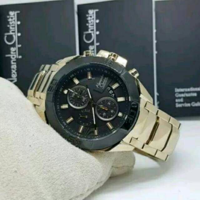 Jam Tangan pria Alexandre Christie Rantai Gold Ac6224 Original geransi 1tahun resmi