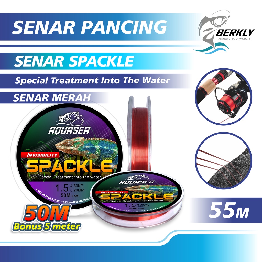 BERKLY- Senar Pancing  Warna Merah Nilon  Fishing Line Memancing Speckle  Senar Pancing Nilon