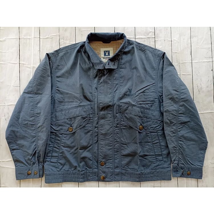 Jacket Harrington - Playboy Blue Size L fit XL Atasan Mantel Jacket Casual Pria Wanita Free Sticker