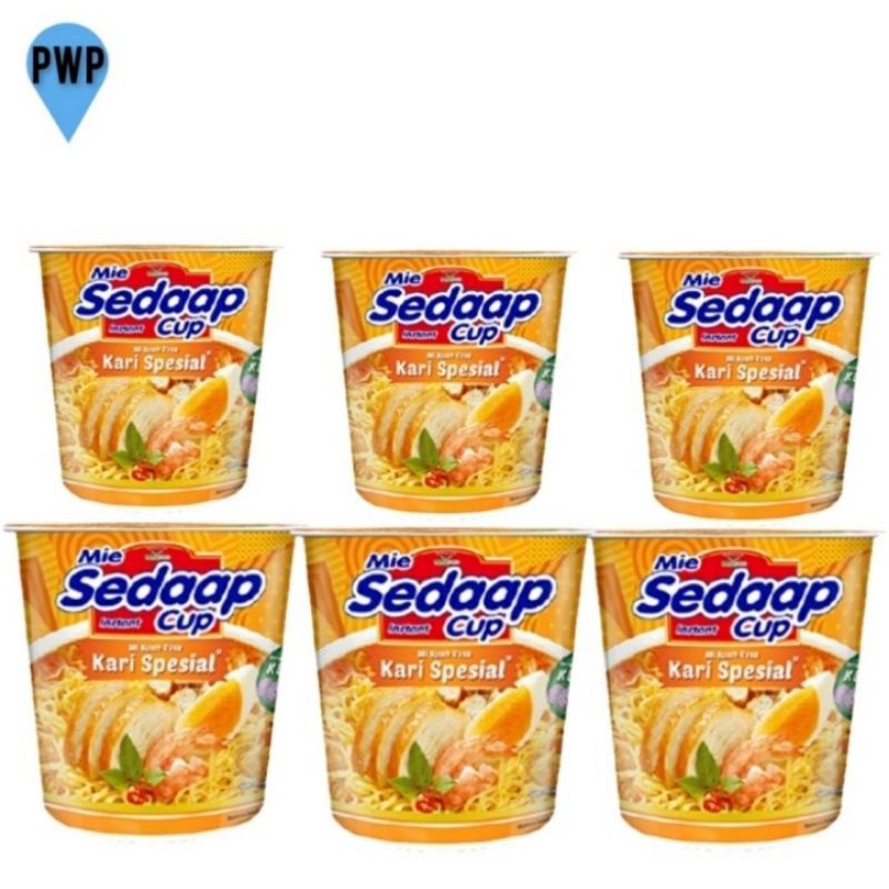 

Mie Sedap Cup Instant Mie Kuah Rasa Kari Spesial 81gr Paket Isi 6Pc