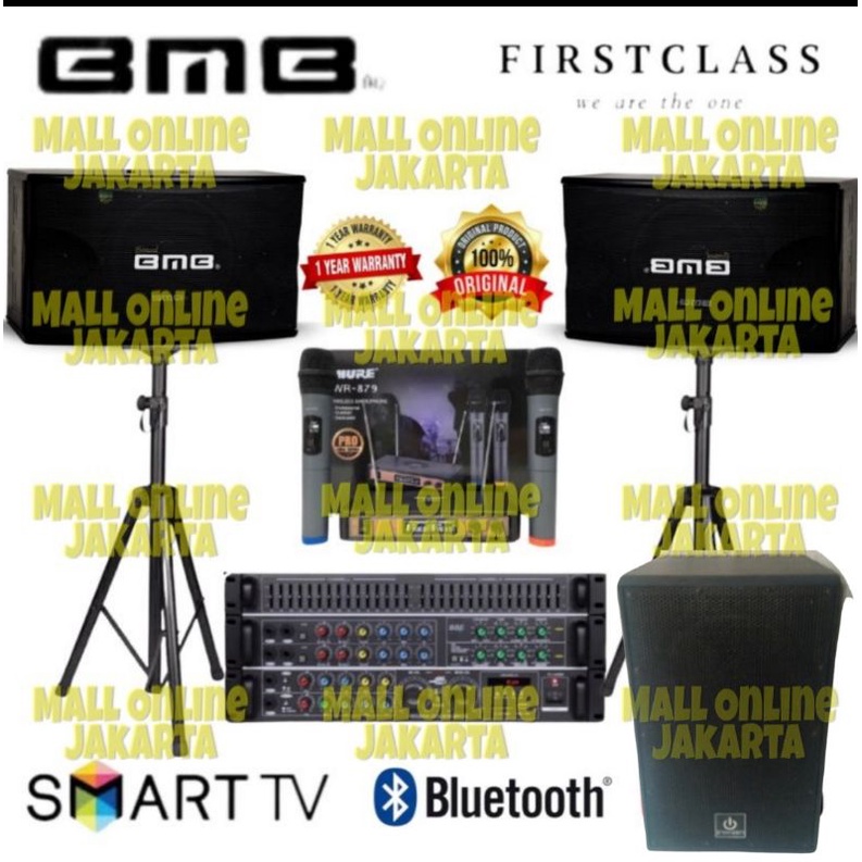 Paket karaoke bmb 10 inch 500 watt Subwoofer aktif 12 inch sound system rumah