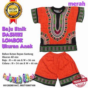 Unik BAJU CELANA ETNIK DASHIKI LOMBOK UKURAN ANAK SETELAN Berkualitas