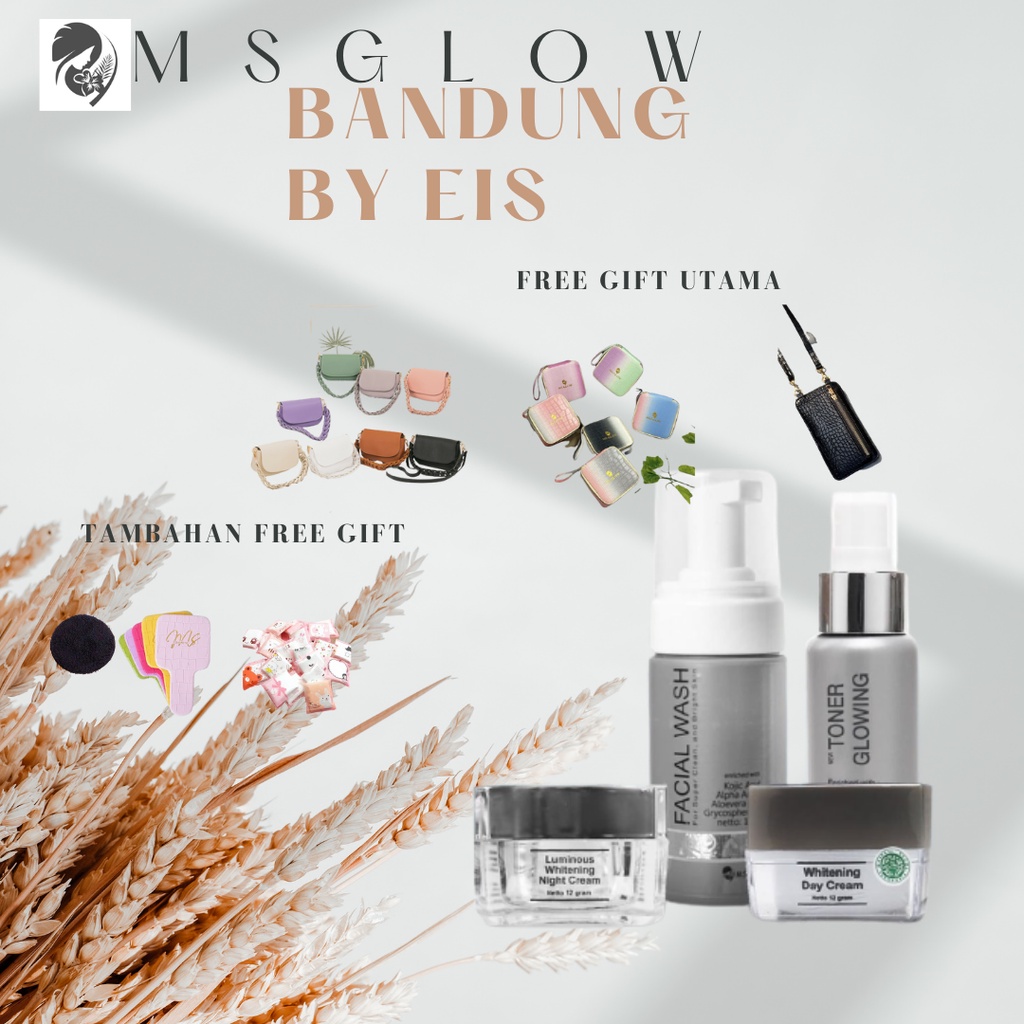 MS glow Paket wajah Luminous kecantikan - Free Pouch , kosmetik box ,sling bag , sling phone