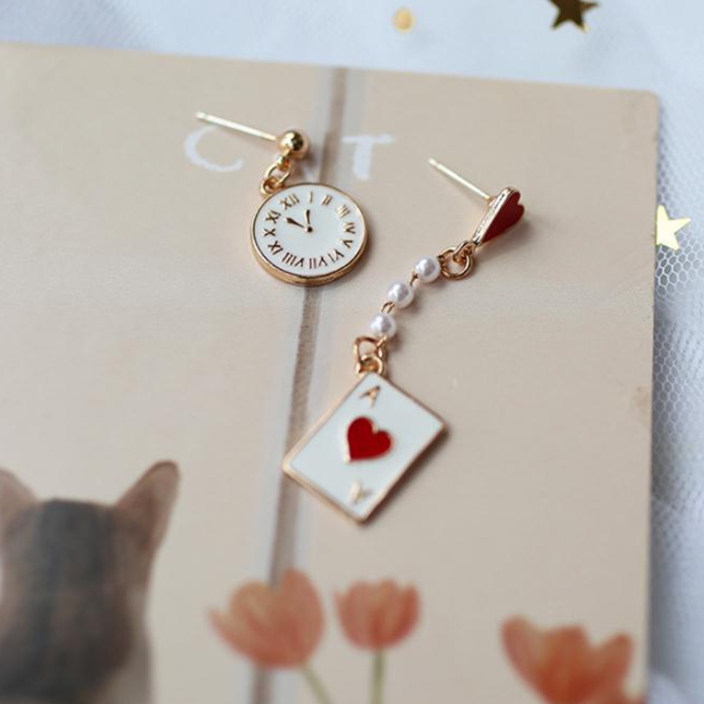 Hu Hu Hu Hu Hu Alat Bantu Pasang Kacamata♡ Anting Tusuk Asimetris Bentuk Jampokerhati Hias Mutiara Imitasi Untuk Wanita