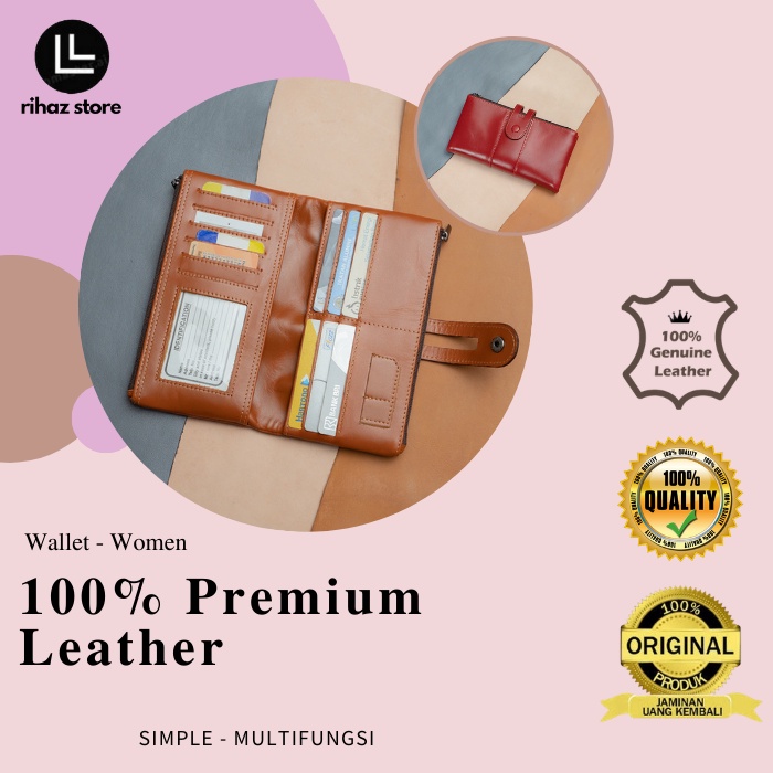Dompet Kulit Asli Wanita Card Holder Wallet slot HP 12  Slot Kartu Original Premium