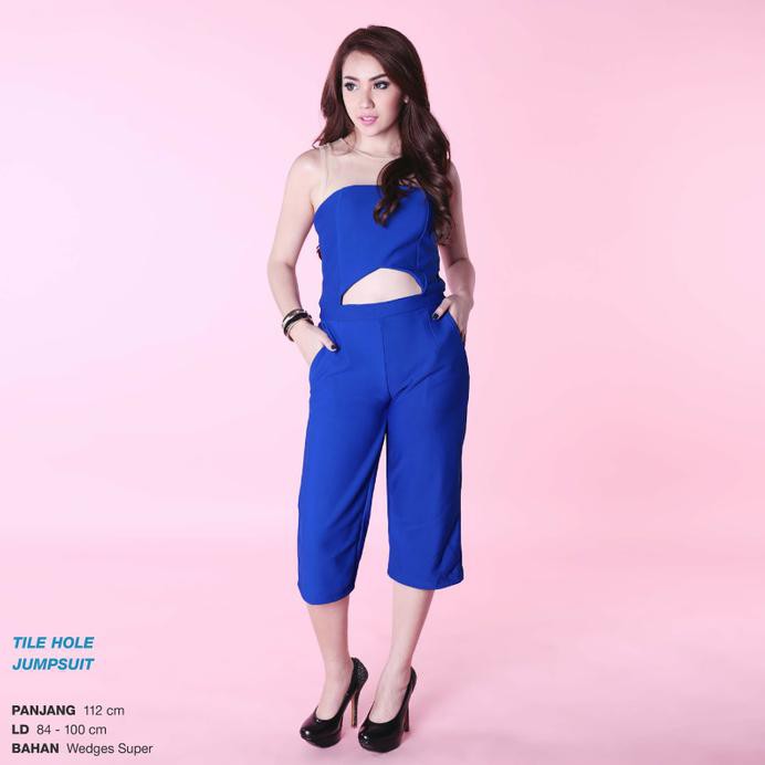 TILE HOLE JUMPSUIT BAJU PESTA CELANA ALADIN WANITA MURAH - PUTIH