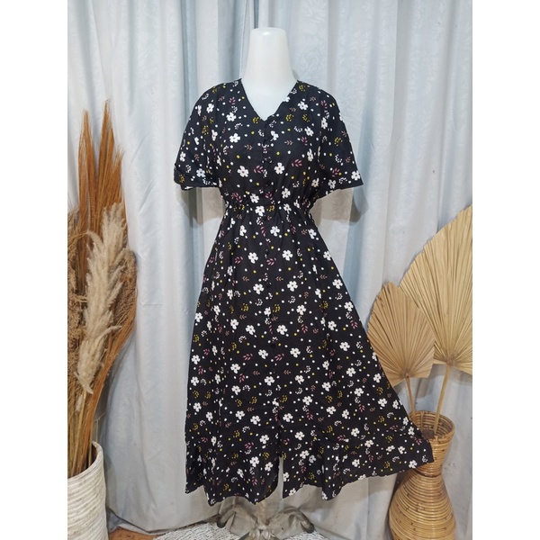 DASTER BALI SENORITA PANJANG BUSUI FRIENDLY-Floral Black
