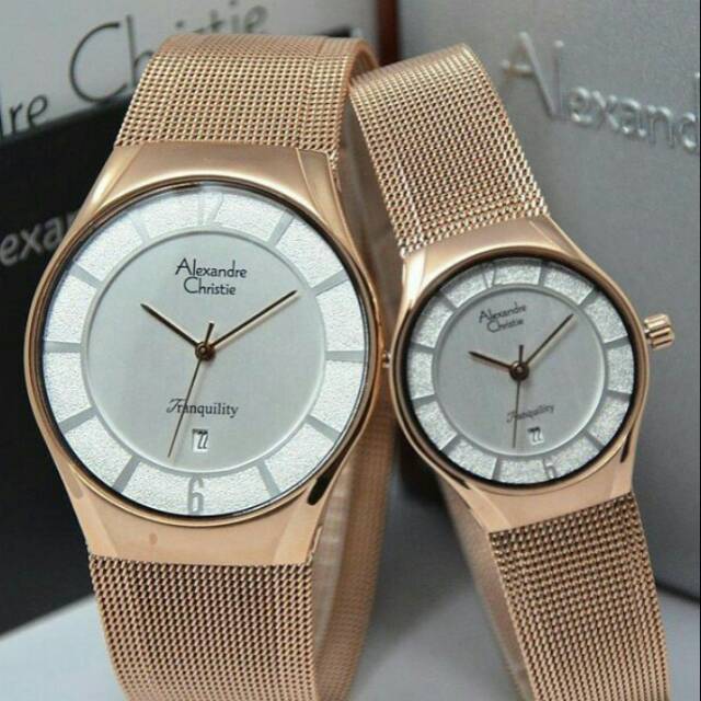 Jam Tangan Couple Alexandre Christie rantai pasir Tgl Ac8331 Original