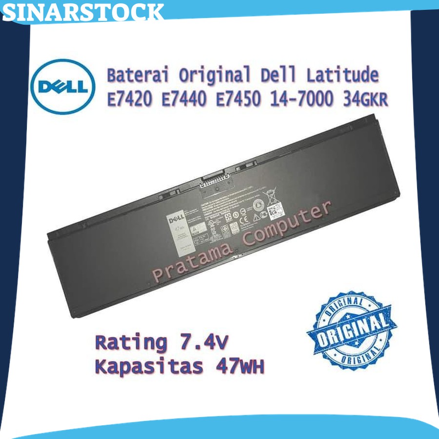 Baterai Laptop Original Dell Latitude E7420 E7440 E7450 14-7000 34GKR