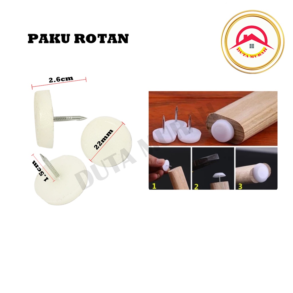 Skrup Paku Oval / Paku Rotan / Paku Plastik Alas Kaki Bawah Meja Kursi Lemari PUTIH