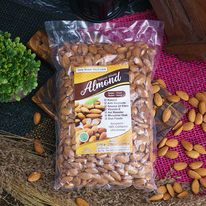 PROMO ALMOND ROASTED 500 GR / Kacang Almond Panggang Kupas Natural Premium Blue Diamond NPX USA