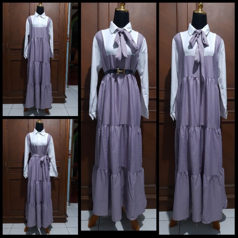 VEST MAXI SUSUN DRESS DENAY LILAC SYAKILA JUMBO